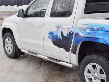 24 549 р. Пороги труба d76 с накладкой (v3) SLITKOFF  Volkswagen Amarok (2016-2022) рестайлинг  с доставкой в г. Пермь. Увеличить фотографию 2
