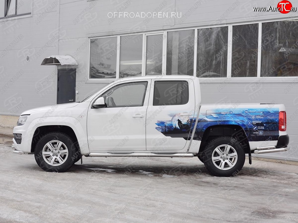 24 549 р. Пороги труба d76 с накладкой (v3) SLITKOFF  Volkswagen Amarok (2016-2022) рестайлинг  с доставкой в г. Пермь