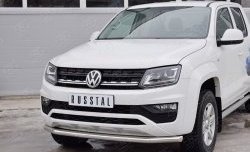 13 999 р. Защита переднего бампера (Ø63 мм, нержавейка) SLITKOFF  Volkswagen Amarok (2016-2022) рестайлинг  с доставкой в г. Пермь. Увеличить фотографию 3