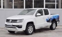 18 549 р. Защита переднего бампера (2 трубыØ63 мм, нержавейка) SLITKOFF  Volkswagen Amarok (2016-2022) рестайлинг  с доставкой в г. Пермь. Увеличить фотографию 2