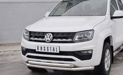 18 549 р. Защита переднего бампера (2 трубыØ63 мм, нержавейка) SLITKOFF  Volkswagen Amarok (2016-2022) рестайлинг  с доставкой в г. Пермь. Увеличить фотографию 3