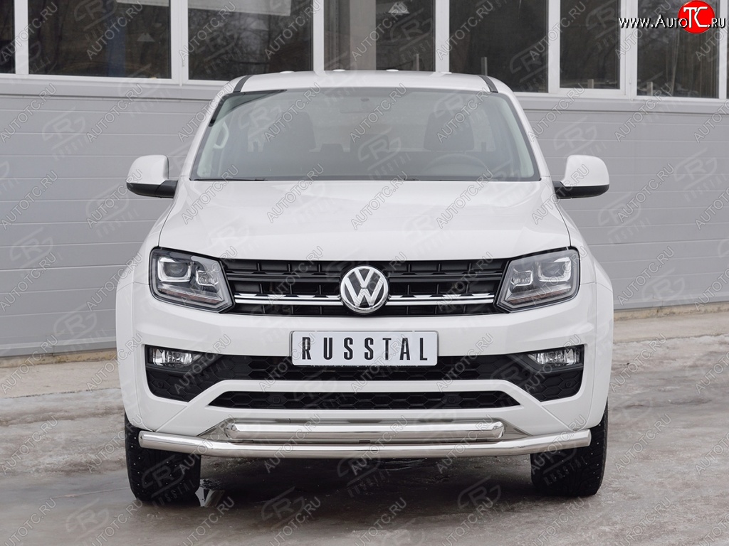 18 549 р. Защита переднего бампера (2 трубыØ63 мм, нержавейка) SLITKOFF  Volkswagen Amarok (2016-2022) рестайлинг  с доставкой в г. Пермь