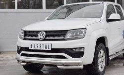 17 849 р. Защита переднего бампера (Ø63 мм с углами, нержавейка) SLITKOFF  Volkswagen Amarok (2016-2022) рестайлинг  с доставкой в г. Пермь. Увеличить фотографию 4