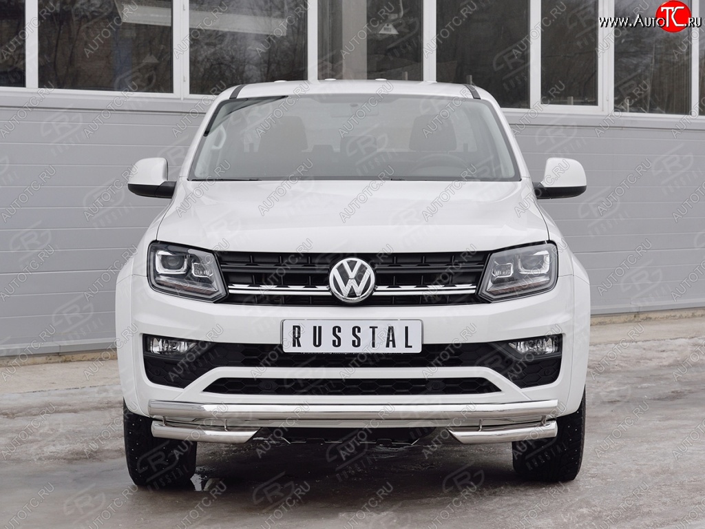 17 849 р. Защита переднего бампера (Ø63 мм с углами, нержавейка) SLITKOFF  Volkswagen Amarok (2016-2022) рестайлинг  с доставкой в г. Пермь