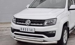 19 999 р. Защита переднего бампера (2 трубыØ76 и 63 мм, нержавейка) SLITKOFF  Volkswagen Amarok (2016-2022) рестайлинг  с доставкой в г. Пермь. Увеличить фотографию 3