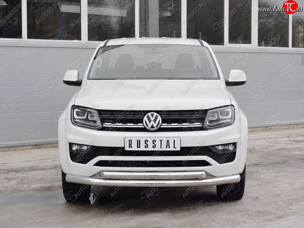 19 999 р. Защита переднего бампера (2 трубыØ76 и 63 мм, нержавейка) SLITKOFF  Volkswagen Amarok (2016-2022) рестайлинг  с доставкой в г. Пермь