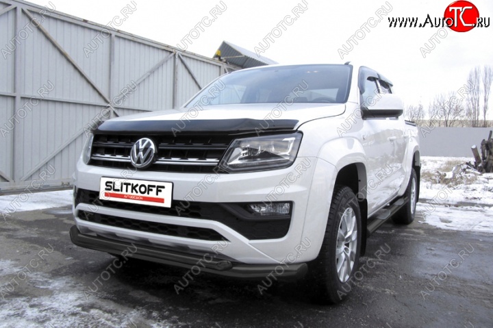 14 999 р. Защита переднего бампер Slitkoff  Volkswagen Amarok (2016-2022) рестайлинг (Цвет: серебристый)  с доставкой в г. Пермь