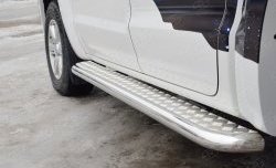 32 849 р. Порожки для ног (труба Ø63) SLITKOFF  Volkswagen Amarok (2016-2022) рестайлинг (лист - нержавейка, профиль - нержавейка)  с доставкой в г. Пермь. Увеличить фотографию 2