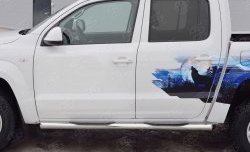 24 549 р. Защита порогов с пластиковыми вставками для ног из круглой трубы диаметром 76 мм SLITKOFF  Volkswagen Amarok (2016-2022) рестайлинг  с доставкой в г. Пермь. Увеличить фотографию 4