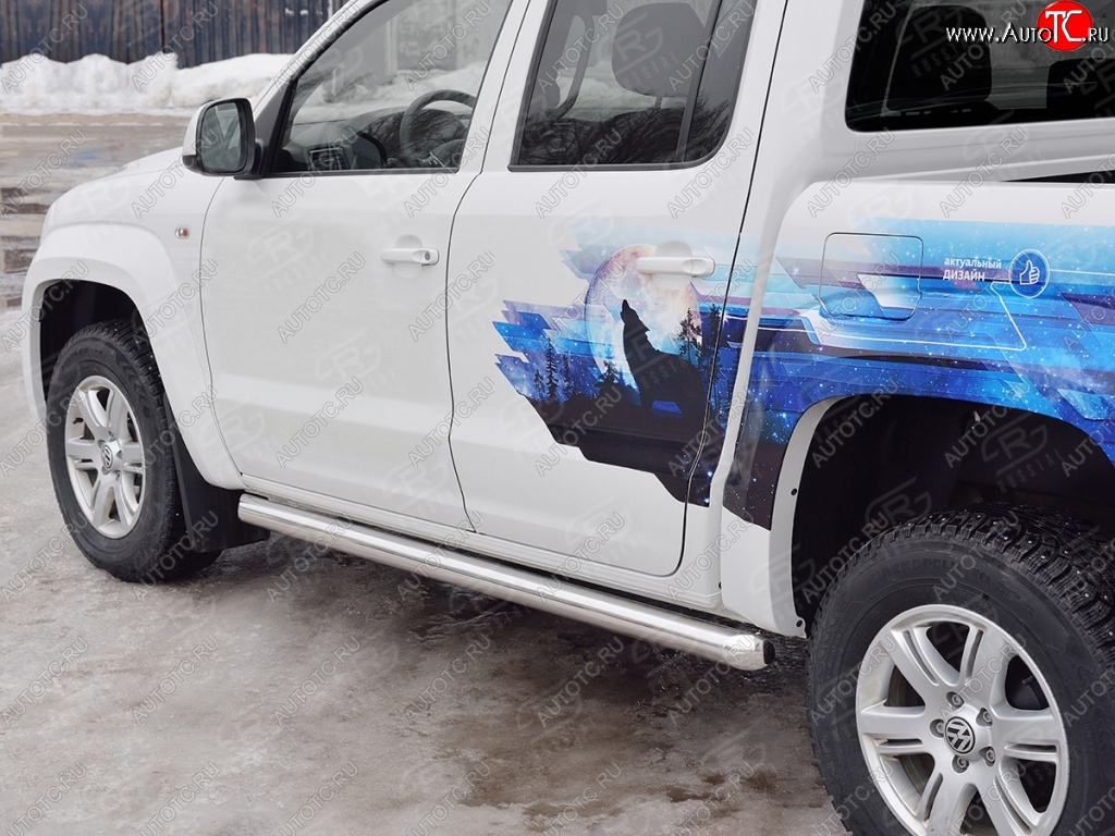 23 799 р. Защита порогов из круглой трубы диаметром 76 мм SLITKOFF  Volkswagen Amarok (2016-2022) рестайлинг  с доставкой в г. Пермь