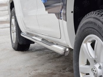 24 549 р. Защита порогов SLITKOFF из трубы d76 мм с пластиковыми вставками для ног v3  Volkswagen Amarok (2016-2022) рестайлинг  с доставкой в г. Пермь. Увеличить фотографию 2