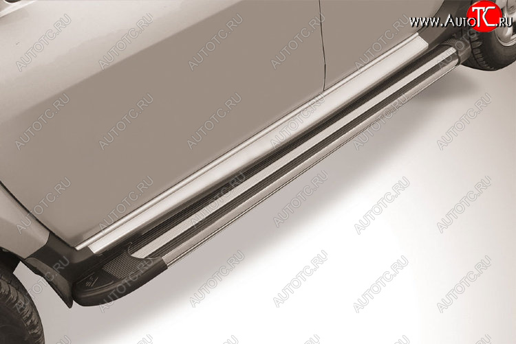 11 639 р. Пороги алюминиевые Slitkoff  Volkswagen Amarok (2009-2016) дорестайлинг (Luxe Black)  с доставкой в г. Пермь