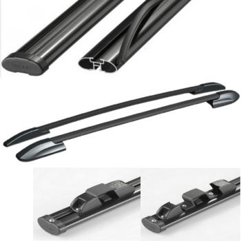 Рейлинги АПС Volkswagen Amarok (2009-2022) дорестайлинг, рестайлинг (Черные с черными поперечинами, крепление скоба, L1300)