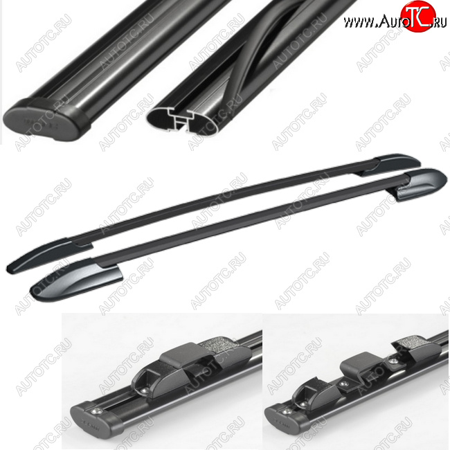 13 689 р. Рейлинги АПС  Volkswagen Amarok (2009-2022) дорестайлинг, рестайлинг (Черные с черными поперечинами, крепление скоба, L1300)  с доставкой в г. Пермь