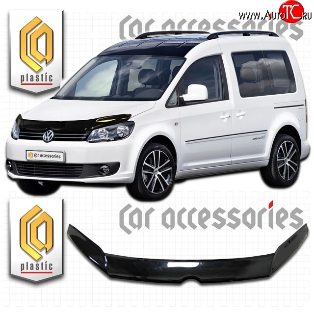2 159 р. Дефлектор капота (левый руль) CA-Plastic  Volkswagen Caddy  2K (2010-2015) рестайлинг (Classic черный, Без надписи)  с доставкой в г. Пермь