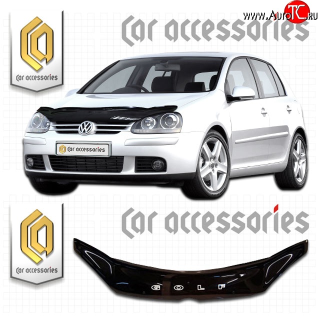 2 159 р. Дефлектор капота CA-Plastic  Volkswagen Golf  5 (2003-2009) универсал, хэтчбэк (Classic черный, Без надписи)  с доставкой в г. Пермь