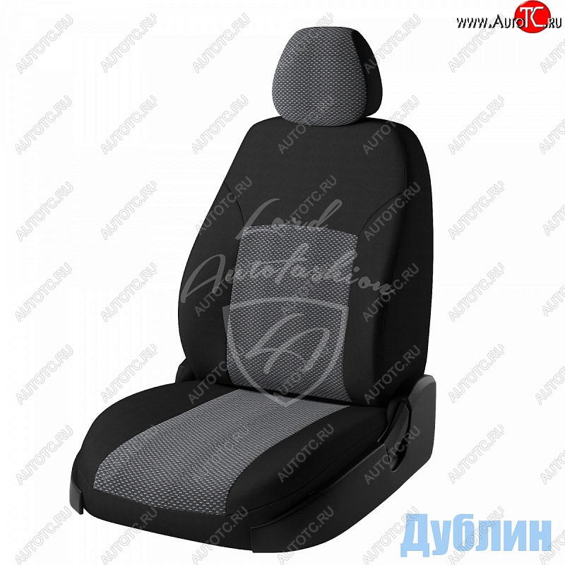 6 449 р. Чехлы для сидений Lord Autofashion Дублин (жаккард) Volkswagen Jetta A6 седан рестайлинг (2015-2018) (Черный, вставка Ёж Белый)  с доставкой в г. Пермь