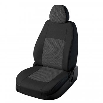 Чехлы для сидений Lord Autofashion Турин (экокожа, жаккард) Volkswagen Passat B5 седан дорестайлинг (1996-2000) (Чёрный, вставка жаккард Тома серый)