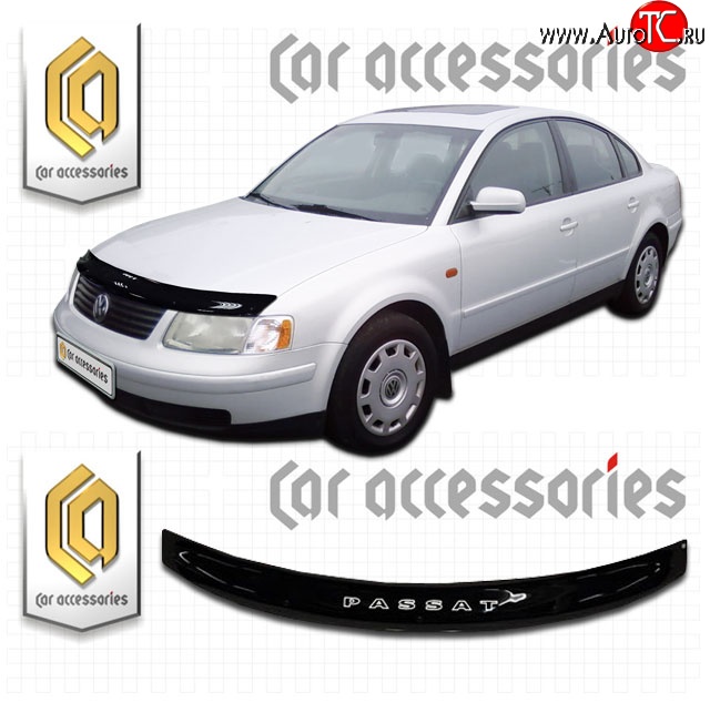 1 999 р. Дефлектор капота CA Plastic  Volkswagen Passat  B5 (1996-2000) седан дорестайлинг, универсал дорестайлинг (Classic черный, Без надписи)  с доставкой в г. Пермь