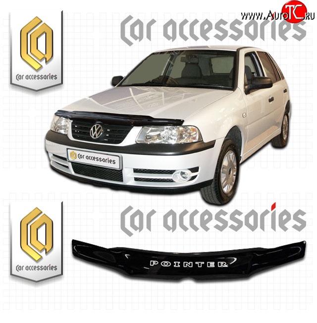1 999 р. Дефлектор капота CA Plastic  Volkswagen Pointer (2006-2009) (Classic черный, Без надписи)  с доставкой в г. Пермь