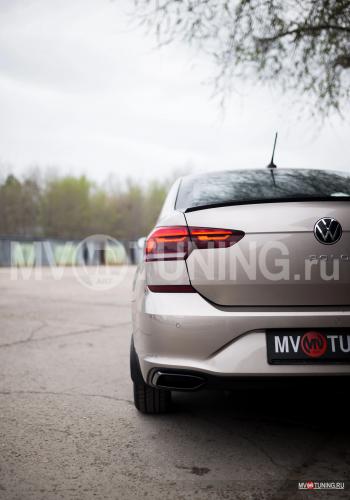 4 999 р. Имитация выхлопа MV-Tuning  Volkswagen Polo  Mk6 (2020-2022) лифтбек (BLACK (чёрный глянец))  с доставкой в г. Пермь. Увеличить фотографию 4