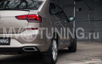 4 999 р. Имитация насадок глушителя MV-Tuning  Volkswagen Polo  Mk6 (2020-2022) лифтбек (SILVER (серебро))  с доставкой в г. Пермь. Увеличить фотографию 4