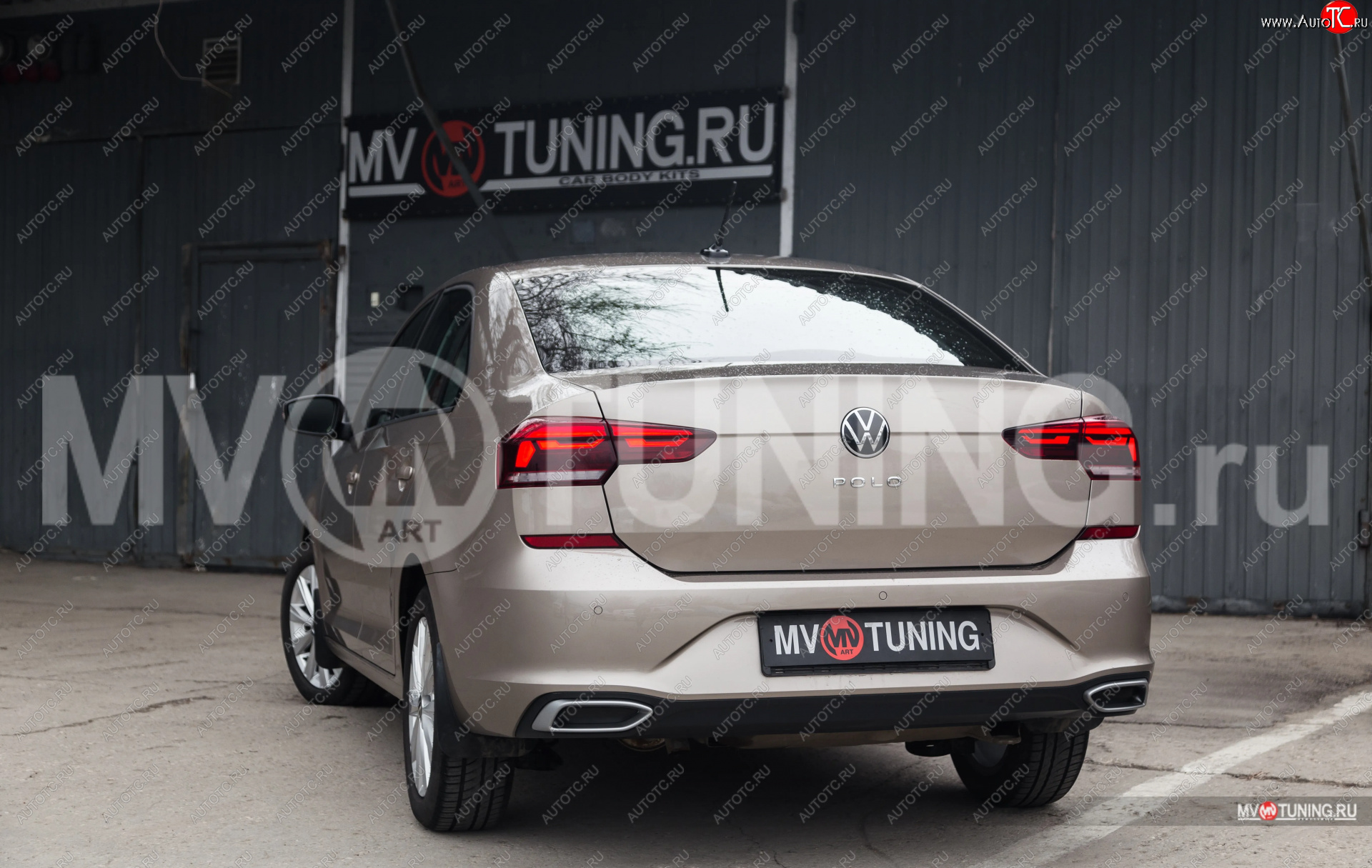 4 999 р. Имитация насадок глушителя MV-Tuning  Volkswagen Polo  Mk6 (2020-2022) лифтбек (SPACE GRAY (серый глянец))  с доставкой в г. Пермь