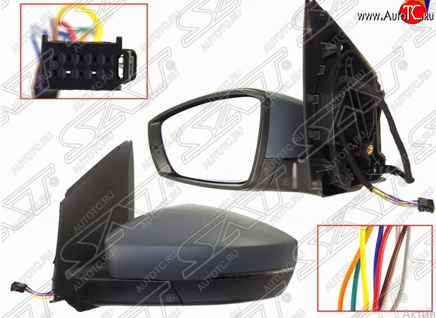 4 799 р. Левое зеркало (поворот, обогрев, складывание, 8конт.) SAT Volkswagen Polo 5 седан рестайлинг (2015-2020) (Неокрашенное)  с доставкой в г. Пермь