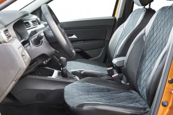 Чехлы для сидений Seintex Ромб Алькантара (airbag, сплошная) Volkswagen Polo  5 (2009-2020) седан дорестайлинг, седан рестайлинг (Цвет: черный)