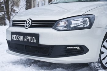 1 999 р. Защитная сетка решетки переднего бампера RA Volkswagen Polo 5 седан дорестайлинг (2009-2015)  с доставкой в г. Пермь. Увеличить фотографию 3