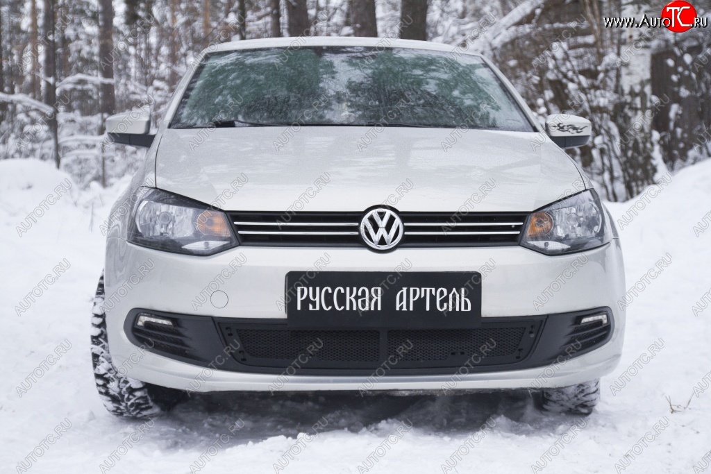 1 999 р. Защитная сетка решетки переднего бампера RA Volkswagen Polo 5 седан дорестайлинг (2009-2015)  с доставкой в г. Пермь