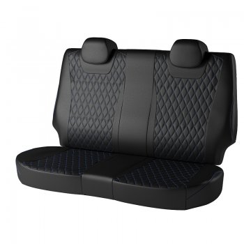 13 949 р. Чехлы для сидений Lord Autofashion Байрон (экокожа)  Volkswagen Polo  5 (2009-2020) седан дорестайлинг, седан рестайлинг (Чёрный, вставка чёрная, строчка синяя)  с доставкой в г. Пермь. Увеличить фотографию 2