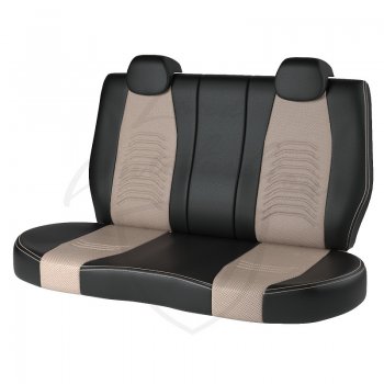 12 799 р. Чехлы для сидений (6R/6C) Lord Autofashion Денвер (экокожа)  Volkswagen Polo  5 (2009-2020) седан дорестайлинг, седан рестайлинг (Чёрный, вставка бежевая)  с доставкой в г. Пермь. Увеличить фотографию 2