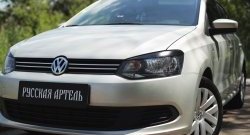 1 429 р. Реснички на фары RA Volkswagen Polo 5 хэтчбек дорестайлинг (2009-2015) (Неокрашенные)  с доставкой в г. Пермь. Увеличить фотографию 2