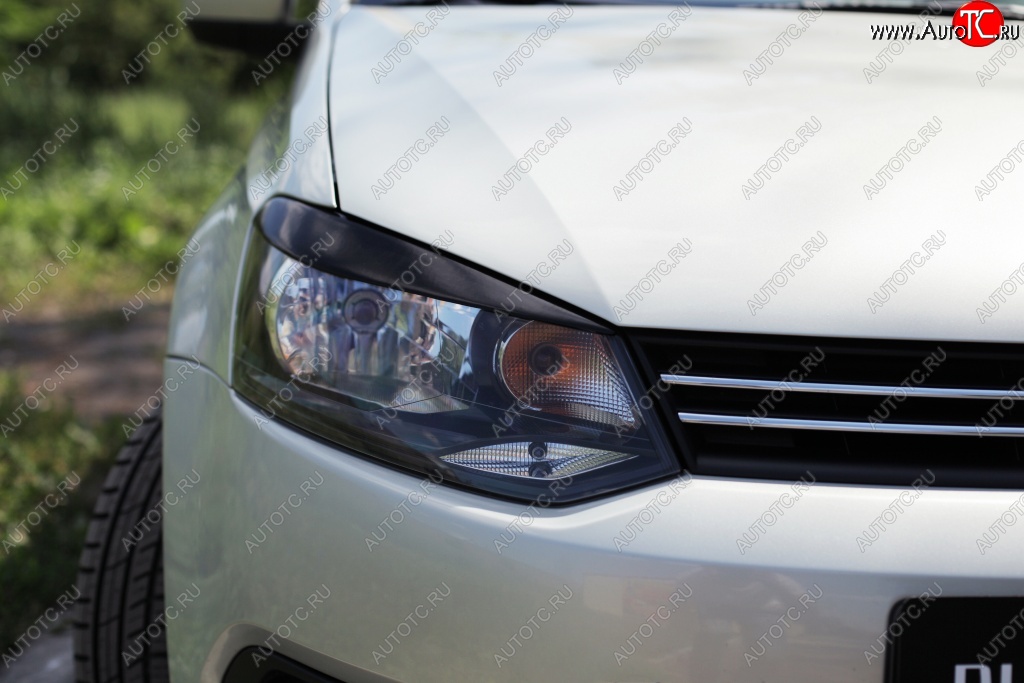1 429 р. Реснички на фары RA Volkswagen Polo 5 хэтчбек дорестайлинг (2009-2015) (Неокрашенные)  с доставкой в г. Пермь
