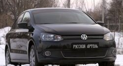 2 099 р. Защитная сетка решетки переднего бампера РА (Highline) Volkswagen Polo 5 хэтчбек дорестайлинг (2009-2015)  с доставкой в г. Пермь. Увеличить фотографию 3