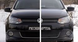 2 099 р. Защитная сетка решетки переднего бампера РА (Highline) Volkswagen Polo 5 хэтчбек дорестайлинг (2009-2015)  с доставкой в г. Пермь. Увеличить фотографию 6