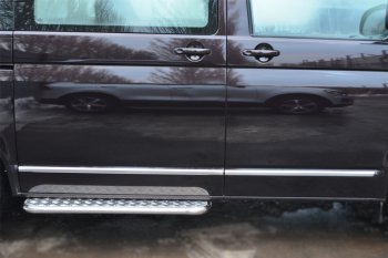 14 449 р. Широкая защита порогов с трубой d42 мм SLITKOFF v2 Volkswagen Transporter T5 рестайлинг (2009-2015)  с доставкой в г. Пермь. Увеличить фотографию 4