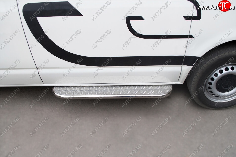 27 949 р. Широкая защита порогов с трубой d42 мм SLITKOFF v2 Volkswagen Transporter T5 дорестайлинг (2003-2009)  с доставкой в г. Пермь