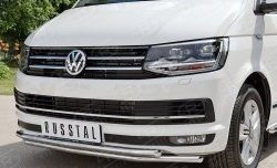 19 549 р. Защита переднего бампера (2 трубыØ42 мм, нержавейка) SLITKOFF Volkswagen Caravelle T6 дорестайлинг (2015-2019)  с доставкой в г. Пермь. Увеличить фотографию 3