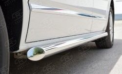 13 549 р. Защита порогов (левая сторона, длинная база, труба, d63 мм) SLITKOFF  Volkswagen Caravelle  T6 - Transporter  T6 (Скос на торцах 45°)  с доставкой в г. Пермь. Увеличить фотографию 2