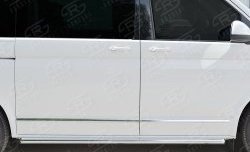 13 549 р. Защита порогов (левая сторона, длинная база, труба, d63 мм) SLITKOFF  Volkswagen Caravelle  T6 - Transporter  T6 (Скос на торцах 45°)  с доставкой в г. Пермь. Увеличить фотографию 3