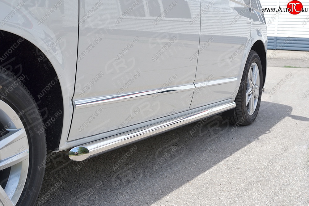 13 549 р. Защита порогов (левая сторона, длинная база, труба, d63 мм) SLITKOFF  Volkswagen Caravelle  T6 - Transporter  T6 (Скос на торцах 45°)  с доставкой в г. Пермь