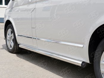 12 749 р. Правая защита порога SLITKOFF из круглой трубы диаметром 63 мм SLITKOFF Volkswagen Multivan T6 дорестайлинг (2016-2019)  с доставкой в г. Пермь. Увеличить фотографию 3