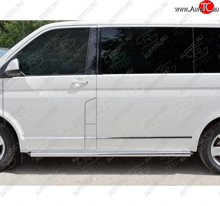 12 749 р. Правая защита порога SLITKOFF из круглой трубы диаметром 63 мм SLITKOFF Volkswagen Multivan T6 дорестайлинг (2016-2019)  с доставкой в г. Пермь
