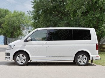 13 549 р. Правая защита порогов SLITKOFF из круглой трубы диаметром 63 мм v3 Volkswagen Multivan T6 дорестайлинг (2016-2019)  с доставкой в г. Пермь. Увеличить фотографию 2