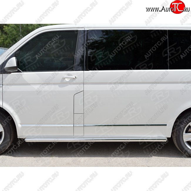 13 549 р. Правая защита порогов SLITKOFF из круглой трубы диаметром 63 мм v3 Volkswagen Multivan T6 дорестайлинг (2016-2019)  с доставкой в г. Пермь