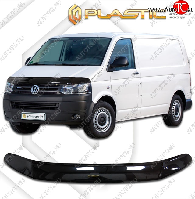 2 799 р. Дефлектор капота CA-Plastik (exclusive) Volkswagen Multivan T6 дорестайлинг (2016-2019) (Classic черный, Без надписи)  с доставкой в г. Пермь