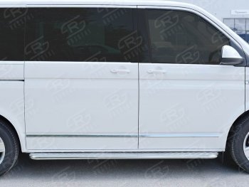 14 449 р. Левая широкая защита порогов с трубой диаметром 42 мм SLITKOFF Volkswagen Multivan T6 дорестайлинг (2016-2019)  с доставкой в г. Пермь. Увеличить фотографию 2