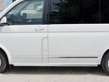 11 999 р. Правая защита порогов SLITKOFF из круглой трубы d63 мм Volkswagen Multivan T6 дорестайлинг (2016-2019)  с доставкой в г. Пермь. Увеличить фотографию 2